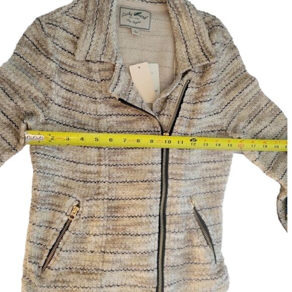 Lucky Brand Moto Jacket Beige Boucle Size Small - Picture 10 of 11
